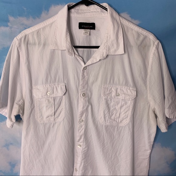 Structure- White Slim Fit Button Up Shirt size L - Picture 2 of 9